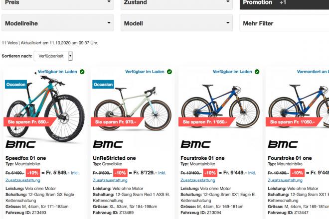 BMC Bikes Demo-Modelle mit Rabatt